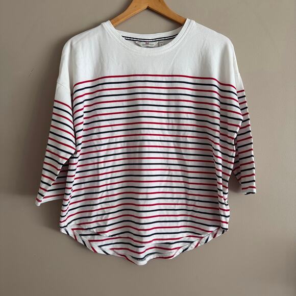 Vineyard Vines Women's Striped Deluxe T-Shirt Red White and Blue Top Size Small - Picture 1 of 5